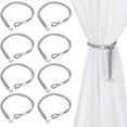 thumbnail image 1 of 8PCS Pearls Buckle Curtain Tiebacks – No Drilling Weave Rope Curtain Holders – Decorative Draperies Tie Backs Holdbacks Straps (Gray), 1 of 5