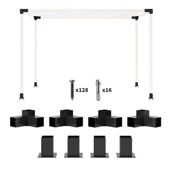 8PCS Pergola Bracket Kit with 3-Way & 4-Way Corner Brackets for 4x4 Wood Posts (Fits 3.6"x3.6" Lumber)
