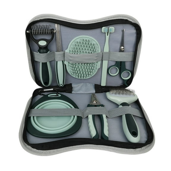 8PCS Pet Grooming Kit for Dogs Cats with Scissors Deshedding Brush Bath Brush Detangling Comb Pet Bowl Toothbrush All in One Set