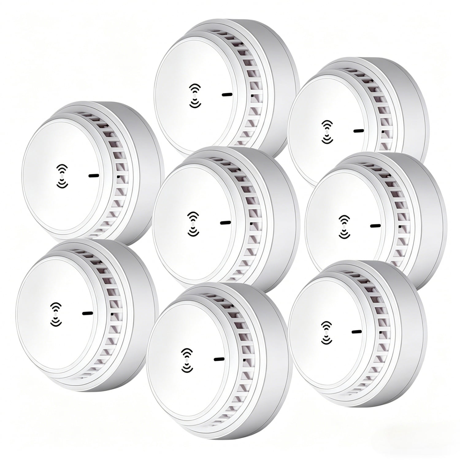 8PCS Photoelectric Smoke Alarm Detector, Home Fire Safety Sensor Alert, 3V AA Battery Operated, No Wiring Required