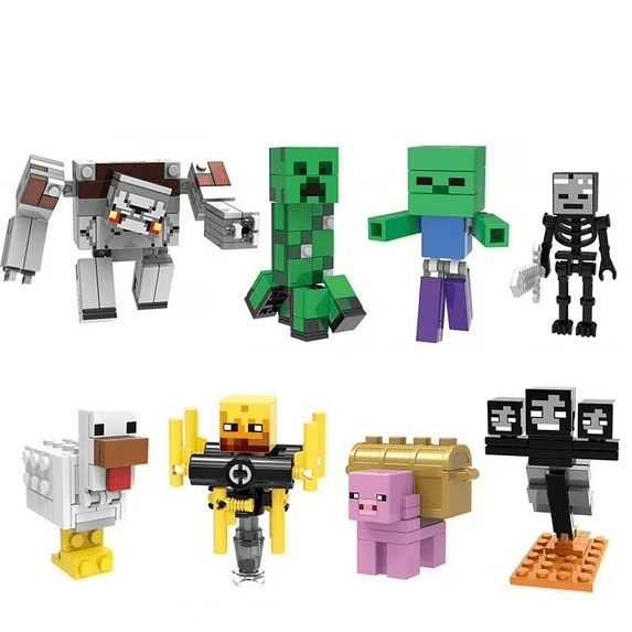 8PCS Pixel-Style Building Block Minifigures Set, Action Figures Toy, Gift for Kids and Creative Builders
