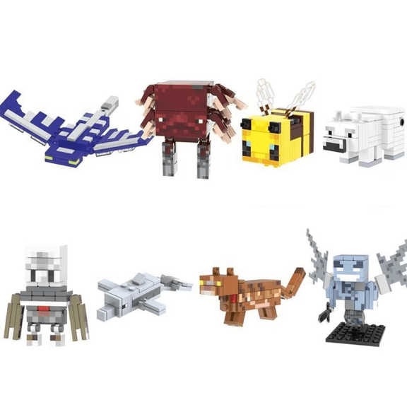 8PCS Pixel-Style Minifigures Building Blocks Set, Action Figures Toy, Gift for Kids and Fans