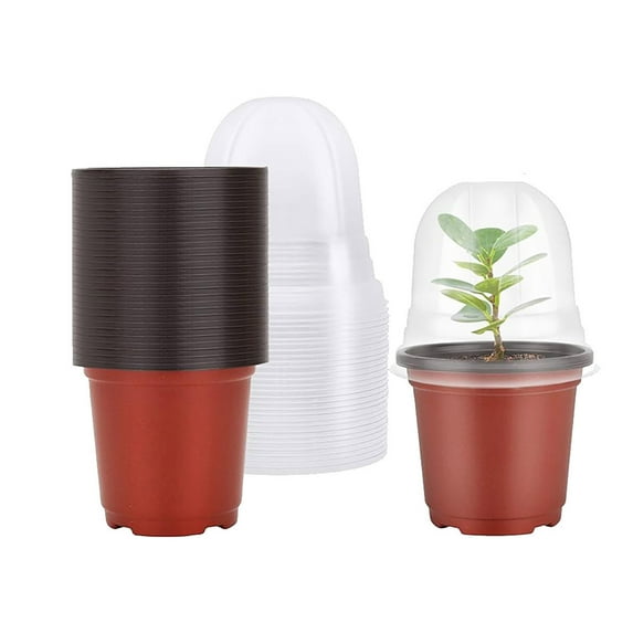 8PCS Nursery Pots with Humidity Dome - 3.54 Inch Soft Transparent Starting Trays for Gardening and Seedlings