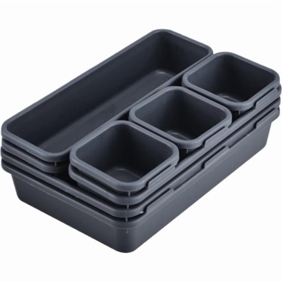 8PCS Plastic Drawer Organizer, 3 Sizes Versatile Desk Drawer Organizer Trays, Drawer Dividers, Organization and Storage Bins for Tools, Office, and Makeup