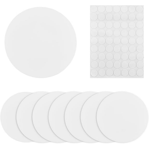 8PCS Plastic Flat Blank Plate 18cm Circle Wall Hole Cover with 60PCS Double Faced Adhesive Tape Dustproof Cover Plate Flat Round Frosted Blank Plate