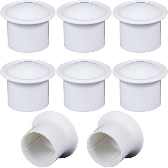 8PCS Platic Window Curtain Rod Covers White Ends Curtain Caps 28mm Inner Diameter Column Drapery Pole Finials Curtain Heads for DIY