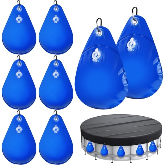 8PCS Pool Cover Weights with Hooks,Antifreezing Winter Pool Tarp Weights for Above Ground Pool Cover,Above Ground Swimming Pool Cover Hanging Bag Leakproof Winter Pool Cover Water Weights