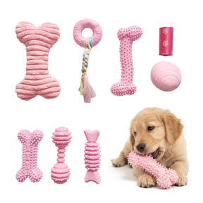 PetLike 8 Pack Puppy Teething Toys Set, Soft Gentle Interactive Dog Toys for Small Puppies (Pink)