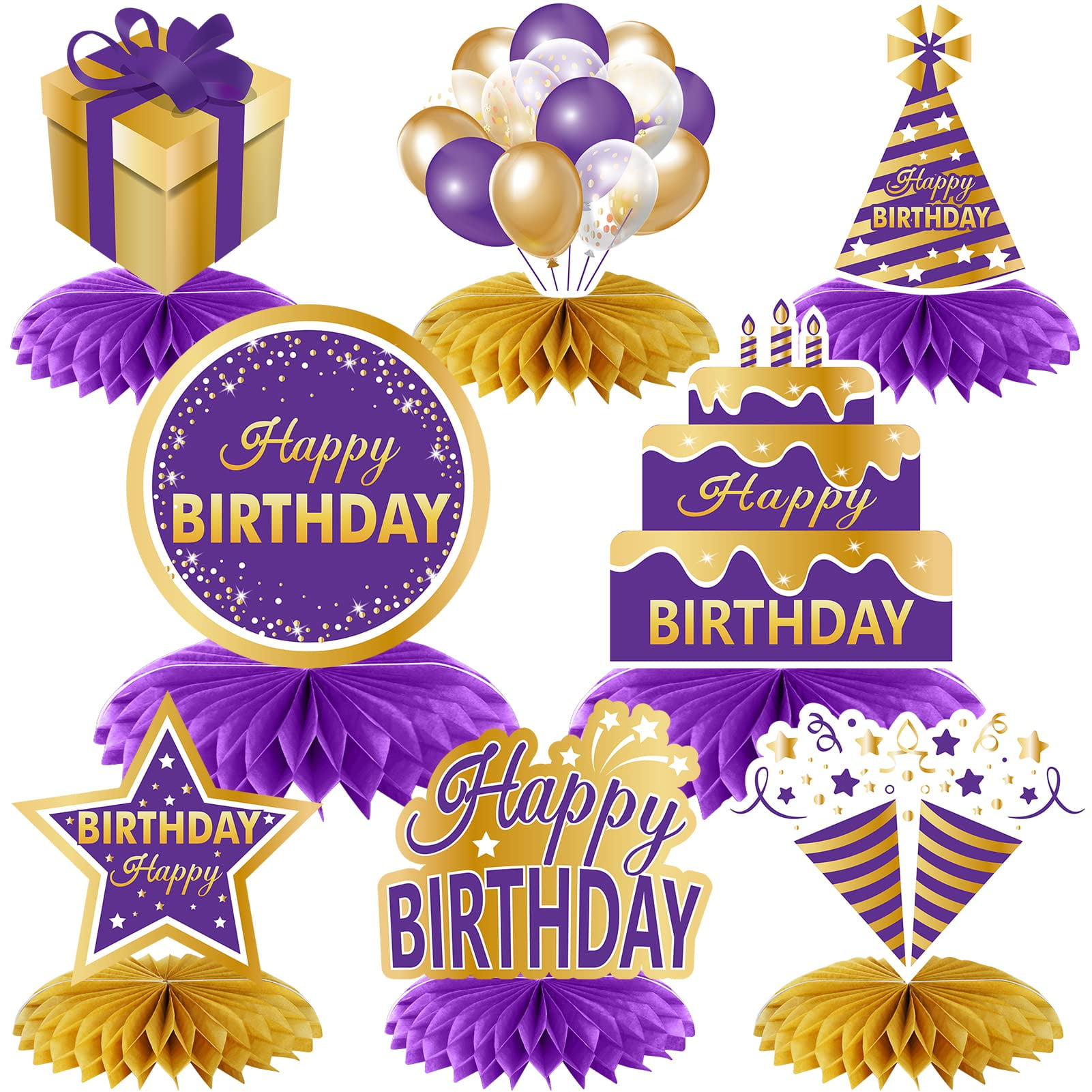 Purple & Gold Birthday Decorations Kit – Crown, Sash, Banner & Balloons For Her Special Day