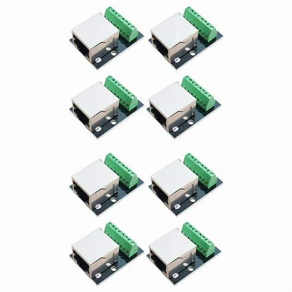8PCS RJ45 Ethernet Female Socket Connector Breakout Board,2.54mm Board Shielded Network Adapter Terminal