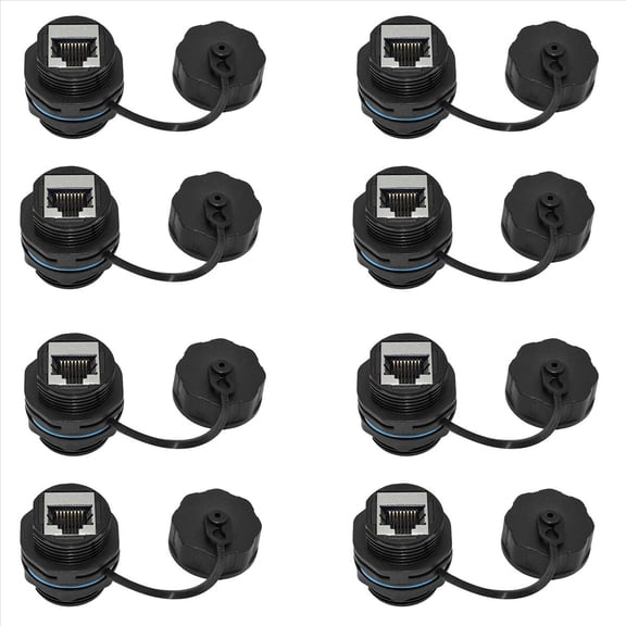 8PCS RJ45 Panel Mount Coupler, IP68 Shielded Industrial Panel Mount Ethernet LAN Through Connector for CAT6/CAT5E/CAT5