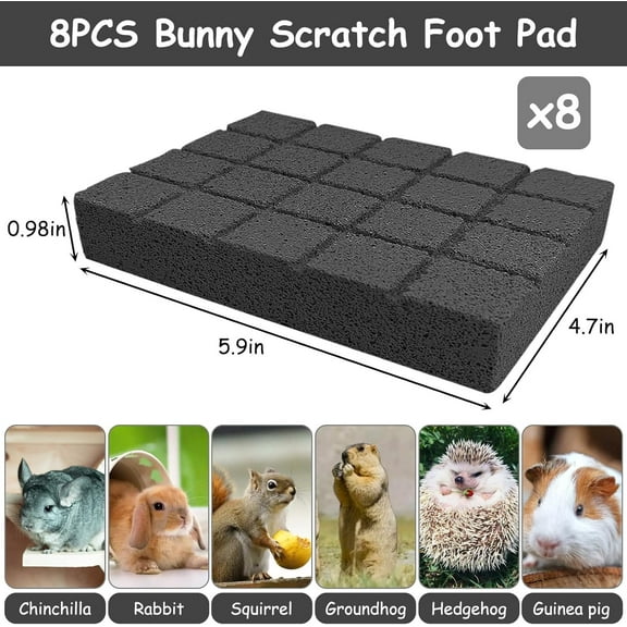 8PCS Rabbit Scratching Pads for Small Animals - Natural Lava Claw Grinding Toys for Hamster, Guinea , Chinchilla