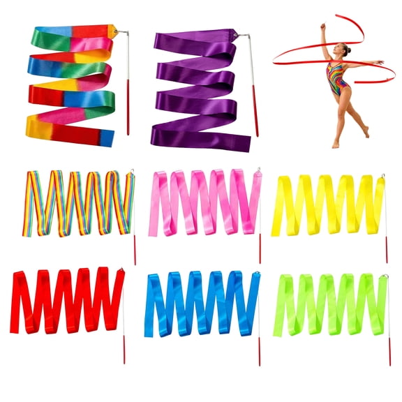 8PCS Rainbow Dance Wands Ribbon Streamers for Kids Gymnastics Rhythmic Dancing Twirling Sticks Silks Wands for Girls Circus Carnival Birthday Party Favors Rewards Gift