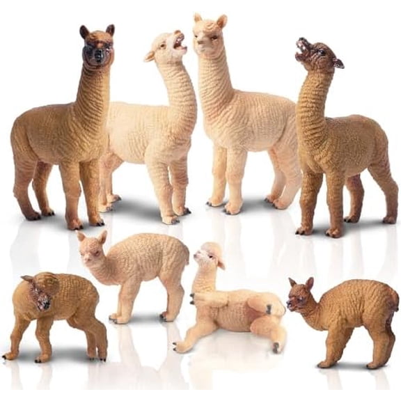 8PCS Realistic Alpaca Figurines Llama Figures - Plastic Forest Jungle Animal Figurines, Christmas Birthday Toy Gift for Kids Boys Girls