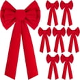 thumbnail image 1 of 8PCS Red Velvet Christmas Bows – 10×26 in Large Tree, Wreath, Garland, Stair, Mantle, Door & Wedding Decor, 1 of 6
