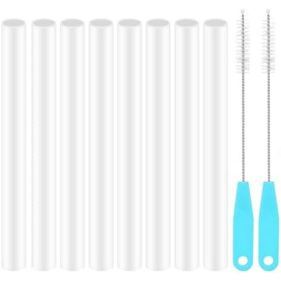 8PCS Replacement Straws Compatible with Zak Designs Kelso 15oz Kids Tumbler | Reusable Straw Replacement with 2 Cleaning Brushes for Zak Toddler 12oz Cup | Durable, BPA-Free Drinking Straws