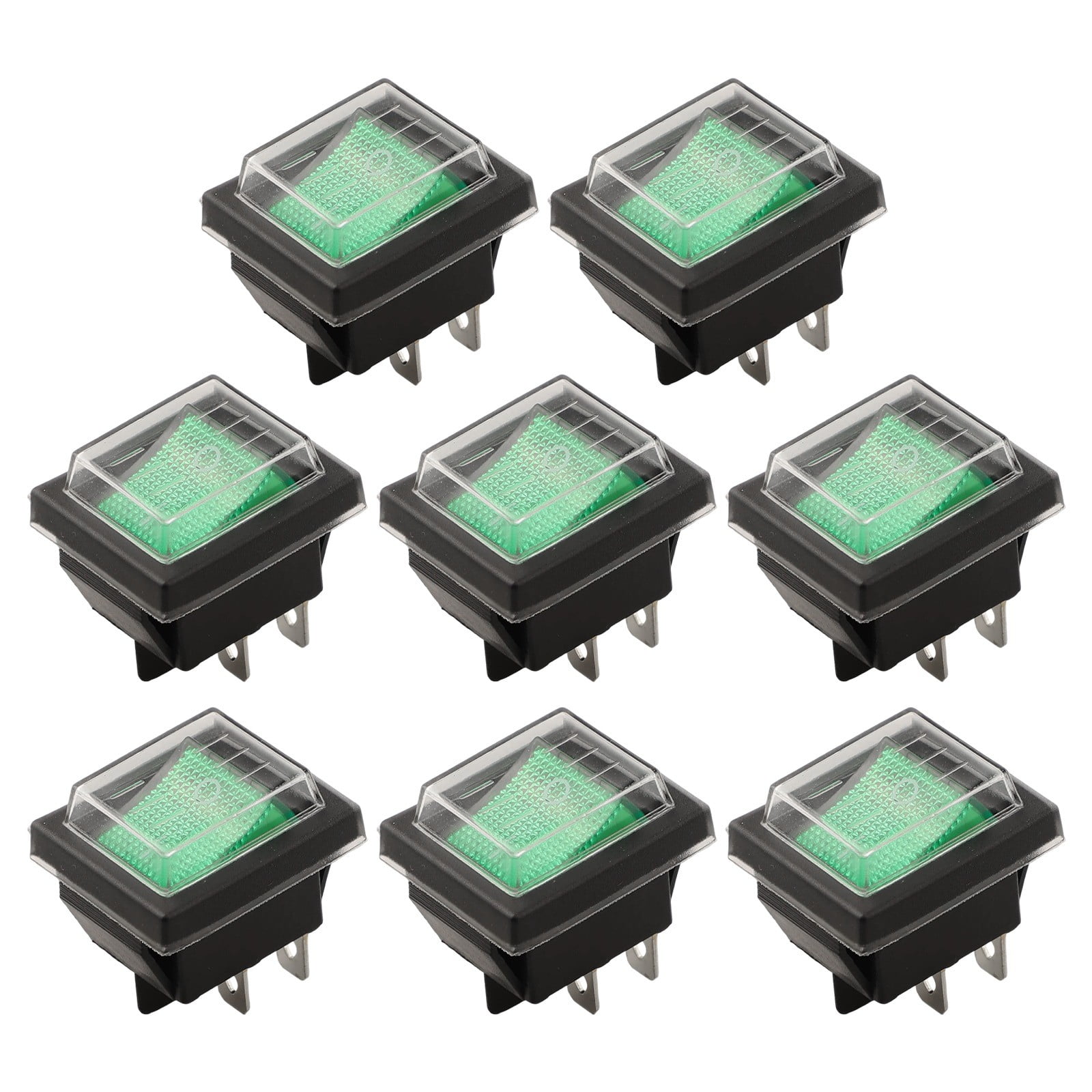 8PCS Rocker Switches with Waterproof Cover and Green Light for ...
