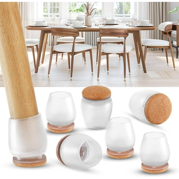 8PCS Round Silicone Chair Leg Floor Protectors for Hardwood Floors, Felt Furniture Pads Covers Table Chair Leg Caps, Large Chair Sliders for Wood Floors, Anti-Scratches & Noise(Fit:0.98"-1.18")