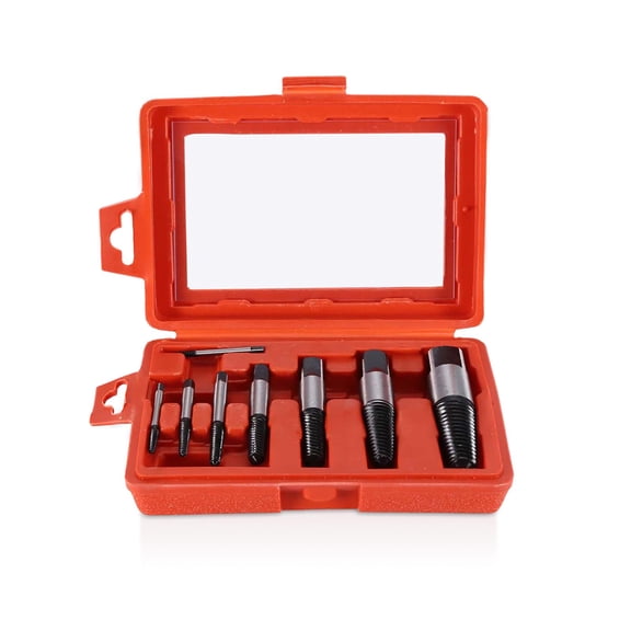 8PCS Screw Extractor Set, Broken Pipe Extractor Tool Broken Bolt Remover Kit Damaged Screw Bolt Remover Set, High Strength Carbon Steel