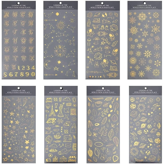 8PCS Self-Adhesive Stickers Mixed Style Decorative Star Snowflake Stickers for DIY Personalize Hand Account Photo Frame Album Laptop Water Bottle Scrapbook Decoration