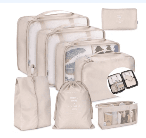 TSEXIEFOOFU 6pcs Travel Storage Bag Set for Clothes Luggage Packing Cube Organizer Suitcase, Size: One size, Pink