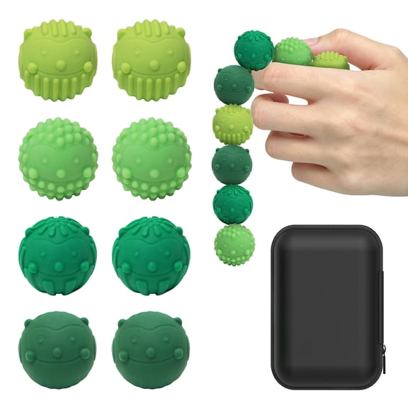 8PCS Silicone Magnetic Balls Fidget Toys for Adults Teens, Stress Relief Sensory Toy for Autism ADHD Anxiety, Office Desk Fun Textures Gadgets, Stocking Stuffers Gift for Women Men,Green