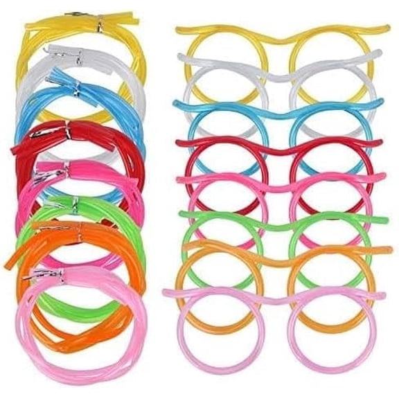 8PCS Silly Straw Glasses, 8 Colors Fun Loop Drinking Straw, Reusable Eyeglasses Straws, Novelty Eyeglasses Straw for Adults Kids Party Annual Meeting Parties Birthday
