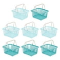 thumbnail image 1 of 8PCS Small Plastic Basket,Mini Storage Basket Grocery Tiny Shopping Baskets with Handle Organizer Filtered Water for Organizing Toys Fruits Veggies Snacks, Blue Cyan, 1 of 7