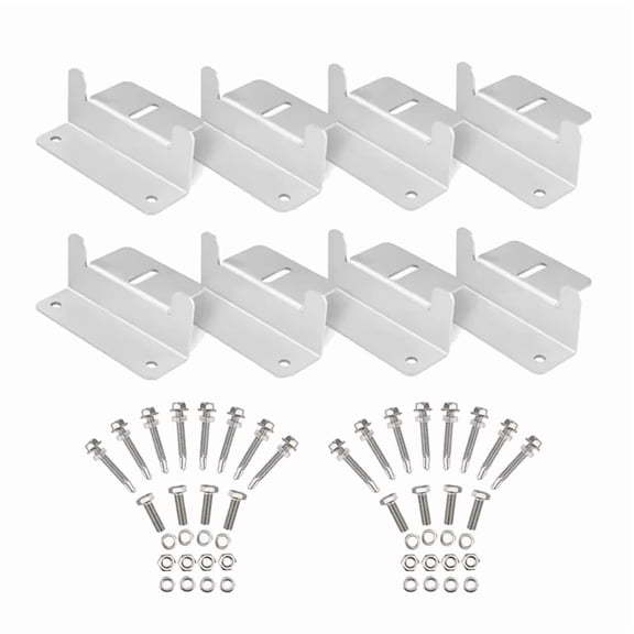 8-Pack Solar Panel Mounting Brackets - Z-Style Roof Mounts for Cars Boats RVs Yachts, Aluminum Alloy, 100 kg Load