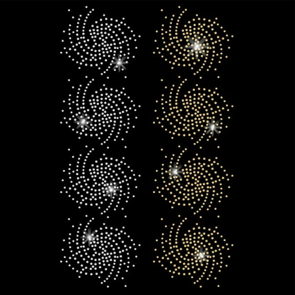 8PCS Spiral Pattern Iron On Transfers White Gold Glitter Heat Transfer Stickers Iron on Patches Stickers Washable Heat Transfer Decals for T Shirts Clothing Jeans DIY Applique Decals Colorful