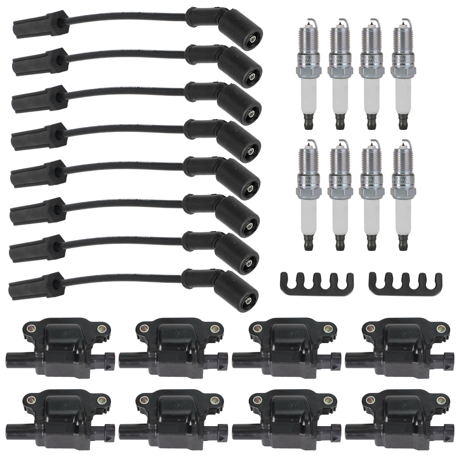 8PCS Square Ignition Coil+Spark Plug+Wires 12611424 For Silverado 1500 Tahoe GMC