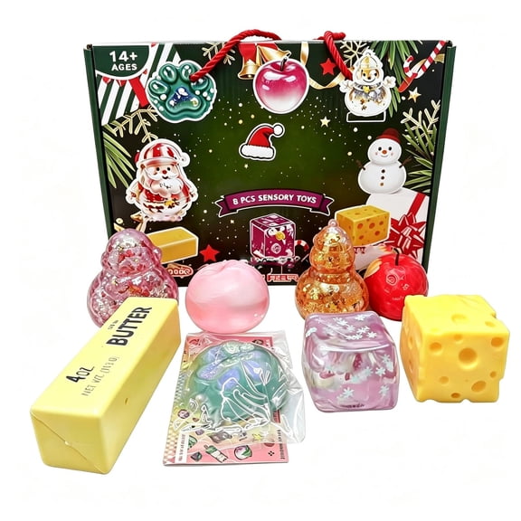 8PCS Squishy Fun Box, Mystery Box Fun Set Pack, Soft Fidget Toys Slow Rising Stress Ball for Anxiety Stress Party Favors