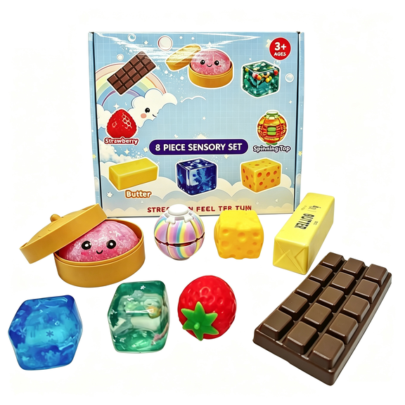 8PCS Squishy Fun Box, Mystery Box Fun Set Pack, Soft Fidget Toys Slow Rising Stress Ball for Anxiety Stress Party Favors