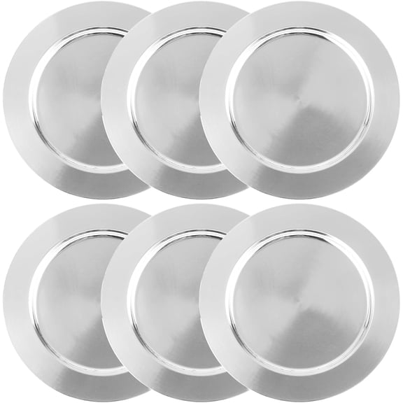 8PCS Stainless Steel Charger Plates 13inch Silver Charger Plate Metal Round Chargers for Dinner Plates Table Setting Wedding Party Decoration