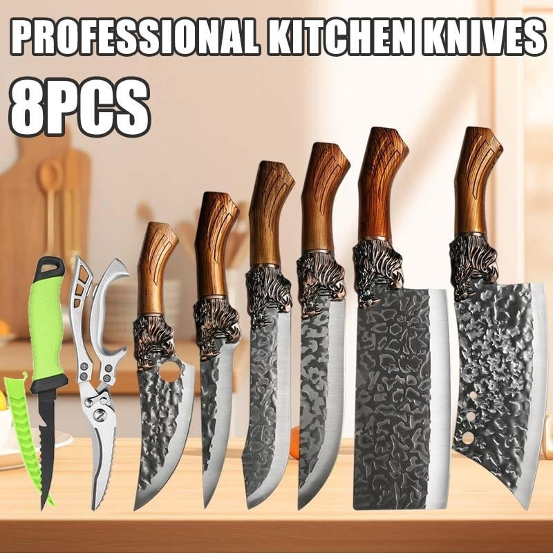 8PCS Stainless Steel Kitchen Professional Sashimi Knife Boning Knife for Men Sharp Chef Knife Anti-stick Ergonomic Handle Unique Kitchen Gadgets Utility Knife Ideal for Home Use