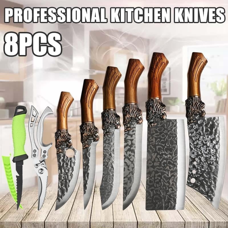 8PCS Stainless Steel Kitchen Professional Sashimi Knife Boning Knife for Men Sharp Chef Knife Unique Kitchen Gadgets Anti-stick Ergonomic Handle Utility Knife Ideal for Home Use