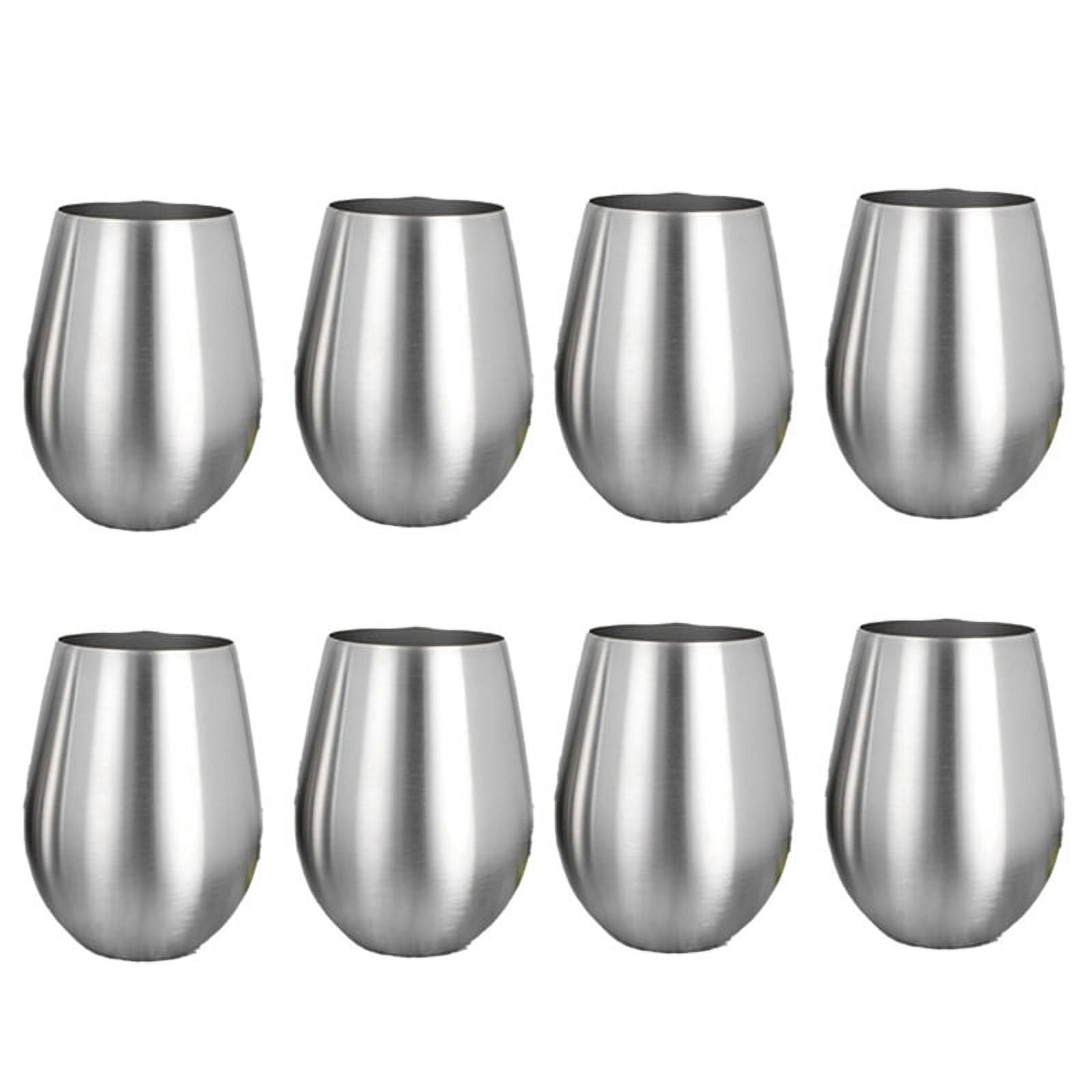 8PCS Stainless Steel Stemless Wine Glasses Kitchen Bar Unbreakable Metal Drink Cups for Indoor & Outdoor Picnics Camping