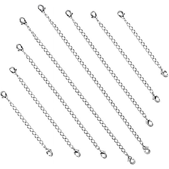 8PCS Sterling Silver Chain Extenders Necklace Bracelet Anklet Extension Cable Chains Set for Jewelry Making