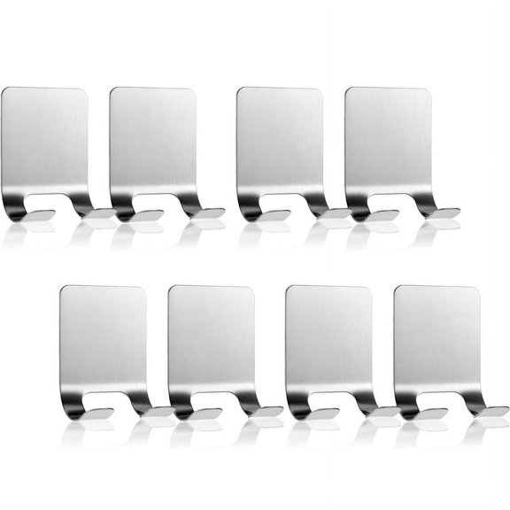 8PCS Sticky Hooks for Hanging, Adhesive Razor Holder, Practical Universal Waterproof Stainless Steel Heavy Duty Bathroom Blade Shaver Holder for Bathroom Kitchen Shaver Robe Towel(Silver*8)