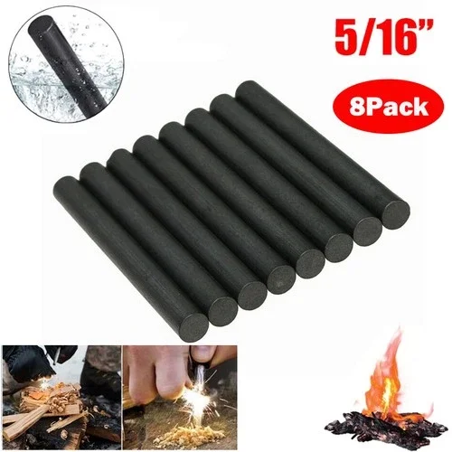 8PCS Survival Ferrocerium Flint Fire Starter 5/16" Magnesium Ferro Rod Set