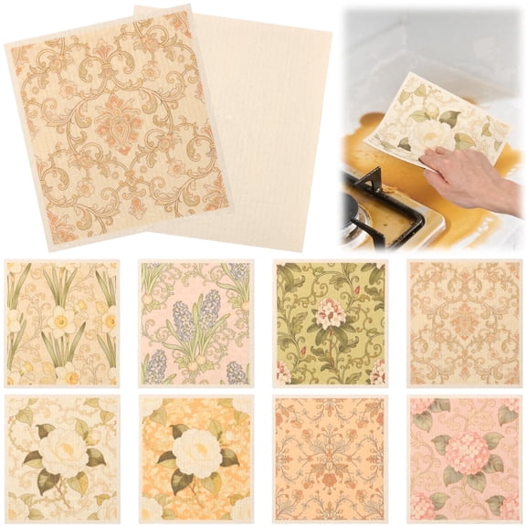 Swedish Dishcloths, 8 Pack Reusable Paper Towels for Kitchen, Degradable Absorbent Cleaning Cloth 7.7” x 6.7"