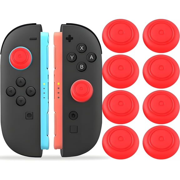 8PCS Switch 2 Thumb Grips – Soft Silicone Joystick Caps Compatible with Switch 2 Joy-Con, Non-Slip Thumbstick Covers for Enhanced Control and Comfort, Red
