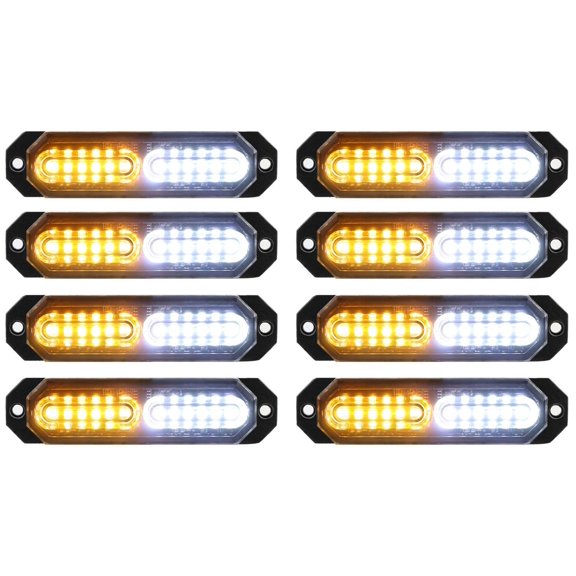 8PCS Sync Ultra Slim LED Strobe Warning Lights for Vehicle Grille Mount