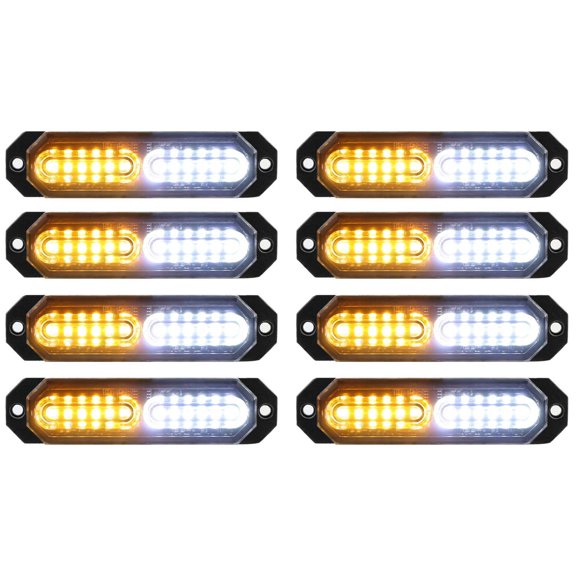8PCS Sync Ultra Slim LED Strobe Warning Lights for Vehicle Grille Mount