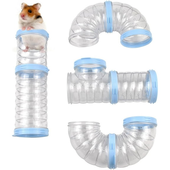 8PCS Syrian Hamster Tube Set,Transparent Pet Cage Curvy Tunnel Kit DIY Dwarf Hamster Toy Tube Small Animal External Accessories Adventure Pipe for Mice Rat
