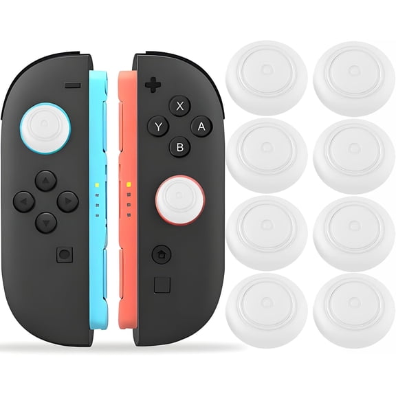 8PCS Thumb Grips Compatible with Switch 2（2025）/ Pro Controller – Anti-Slip Joystick Caps, Enhanced Comfort & Control, Precise Fit – Easy to Install, White