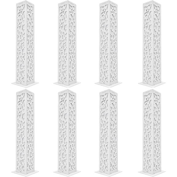 8PCS Wedding Flower Column with LED Lights, White Carved PVC Pillars, Roman Style Decorative Column Set with Auspicious Cloud Pattern, Party Pillar Decor for Wedding, Birthday, Christmas Decorations