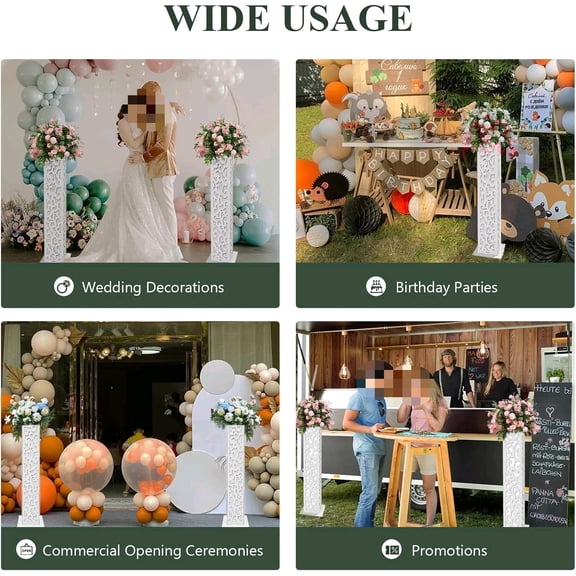 8PCS Wedding Flower Column White Carved Pillars with LED Lights PVC Decoration Flower Stands Roman Pillars Pedstal Stand Floral Wedding Party Event Road Decorative Rack$$Home Decor, Kitchen, & Other