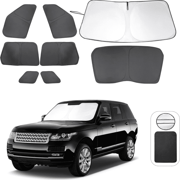 8PCS Windshield Sun Shade Custom Fit for 2013-2021 Land Rover Range Rover (Not Fit Range Rover Sport) Accessories Foldable Sunshade Side Rear Window Shade Cover Full Set Privacy Protection