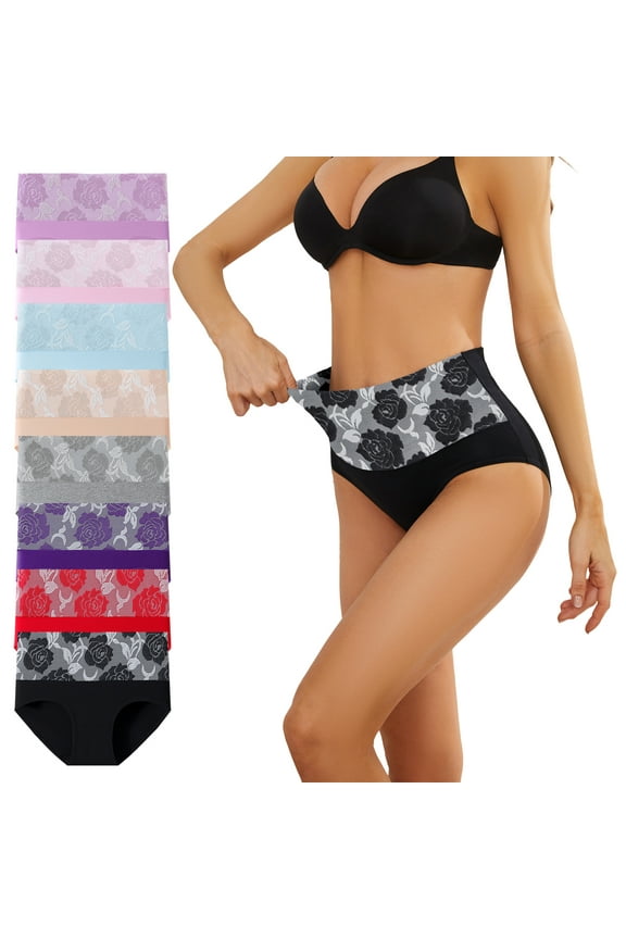 8PCS Womens High Waisted Tummy Control Underwear C Section Underwear Soft Cotton Panties Full Coverage Briefs